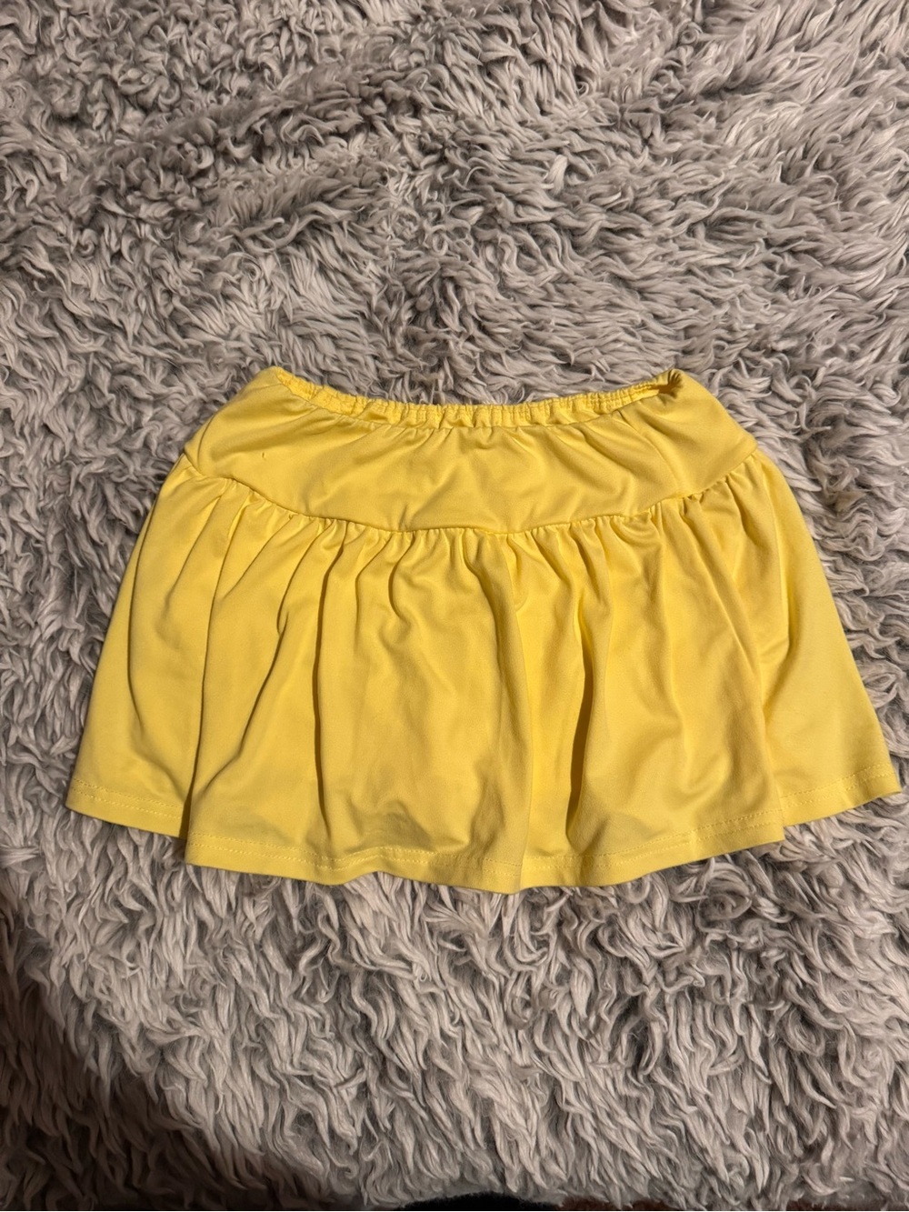 Amazon Yellow Elastic-Waist Skater Mini Skirt